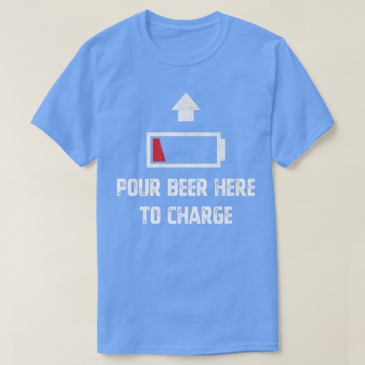Mens Low Battery Pour Beer Here To Charge Funny Be T-shirt (Design voorkant)