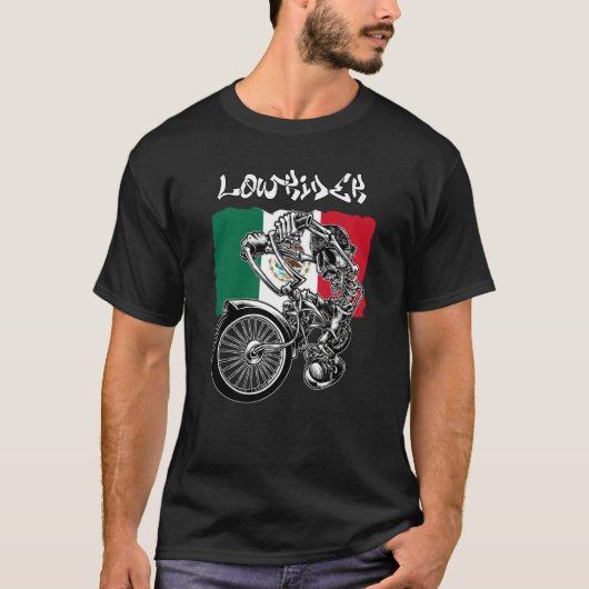 Mens Low Rider Bicycle Mexican Chicano Mexico Lowr T-shirt (Voorkant)