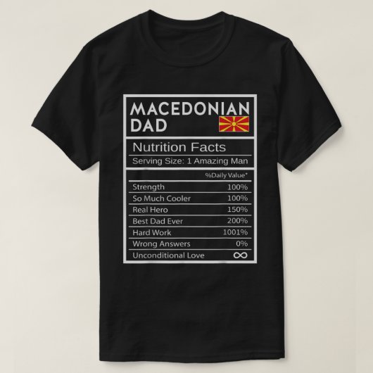 Mens Macedonian Dad Nutrition Facts National Pride T-shirt (Design voorkant)