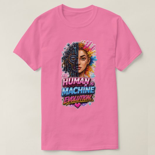 Mens-Machine-Evolutie – AI Kunst T-shirt (Design voorkant)