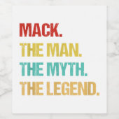 Mens Mack De Man De Mythe De Legende Wijn Etiket (Enkel label)