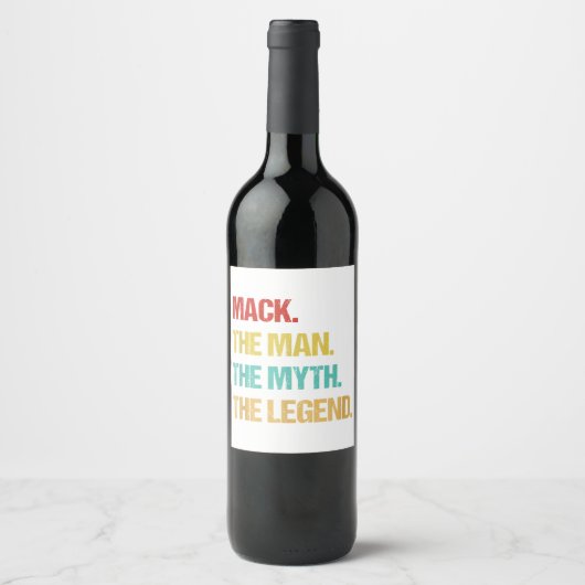 Mens Mack De Man De Mythe De Legende Wijn Etiket (Voorkant)