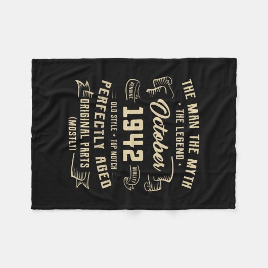 Mens Man Myth Legend October 1942 80th Birthday Fleece Deken (Voorkant (Horizontaal))