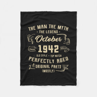 Mens Man Myth Legend October 1942 80th Birthday Fleece Deken