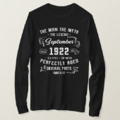 Mens Man Myth Legend September 1922 100th T-shirt (Design voorkant)