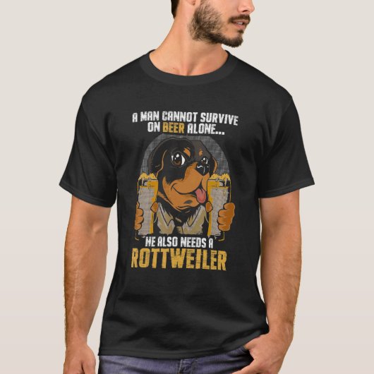 Mens Man Needs Beer And Rottweiler  Dog Owner  Rot T-shirt (Voorkant)