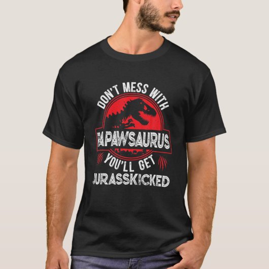 Mens Men Distressed Papawsaurus Dinosaur T Rex Fat T-shirt (Voorkant)