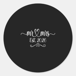 Mens meneer en mevrouw est 2026 getrouwd trouwen e ronde sticker