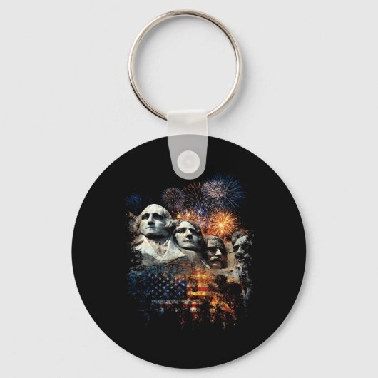 Mens Mens 4 juli Vuurwerk Mount Rushmore Sleutelhanger (Voorkant)
