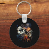 Mens Mens 4 juli Vuurwerk Mount Rushmore Sleutelhanger (Voorkant)