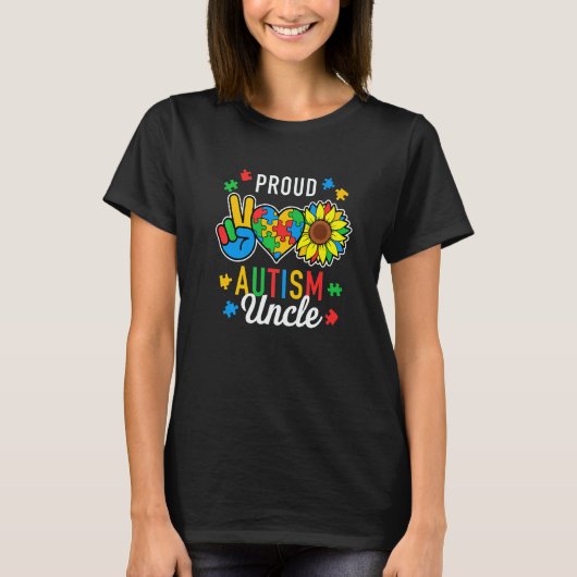 Mens Mens I'm A Proud Autism Uncle Autism Awarenes T-shirt (Voorkant)