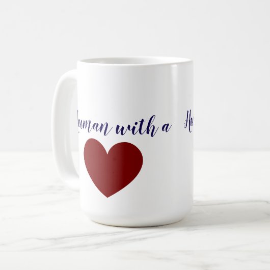Mens met een hart koffiemok (Voorkant links)