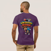 Mens met lage batterij Funny T-Shirt | Vermoeide m (Achterkant volledig)