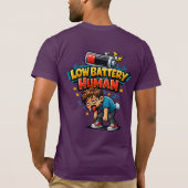 Mens met lage batterij Funny T-Shirt | Vermoeide m (Achterkant)