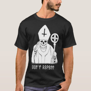Mens Metal Repent Niet Kwaadaardige Paus T-shirt