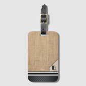 Men's Monogram Burlap Black Diamond Image Bagagelabel (Voorkant (verticaal))