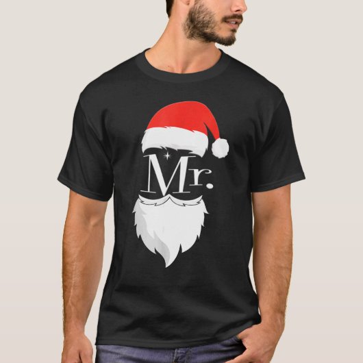 Mens Mr And Mrs Claus Couples Christmas Pajamas Sa T-shirt (Voorkant)