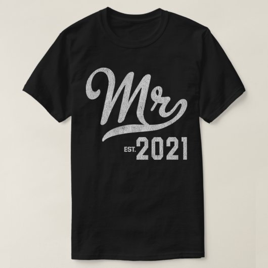 Mens Mr Est 2021 Wedding Engagement Newlywed Gift  T-shirt (Design voorkant)