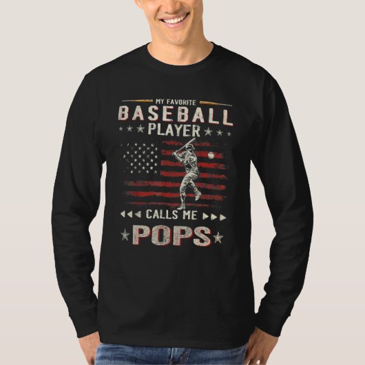 Mens My Favorite Baseball Player Calls Me Pops Ame T-shirt (Voorkant)