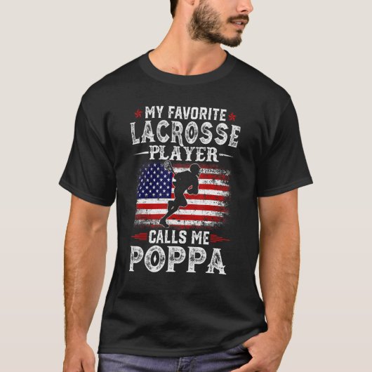 Mens My Favorite Lacrosse Player Calls Me Poppa Us T-shirt (Voorkant)