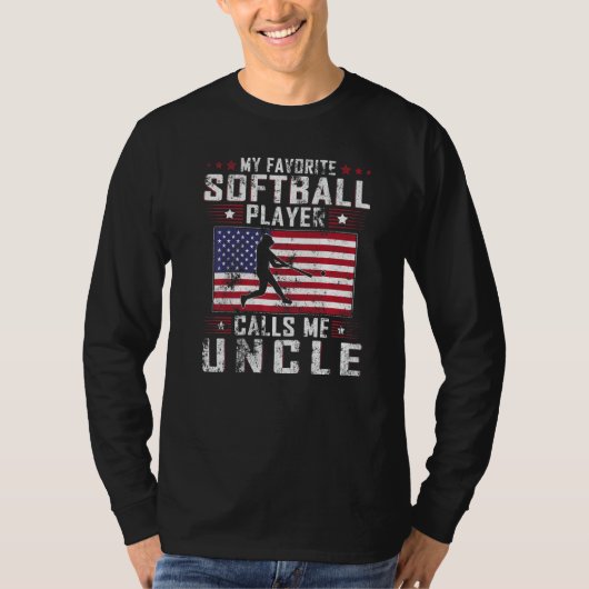 Mens My Favorite Softball Player Calls Me Uncle Fa T-shirt (Voorkant)