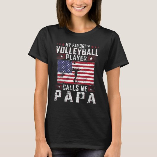 Mens My Favorite Volleyball Player Calls Me Papa F T-shirt (Voorkant)