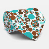 Men's Necktie Turquoise Brown Circles Stropdas (Opgerold)