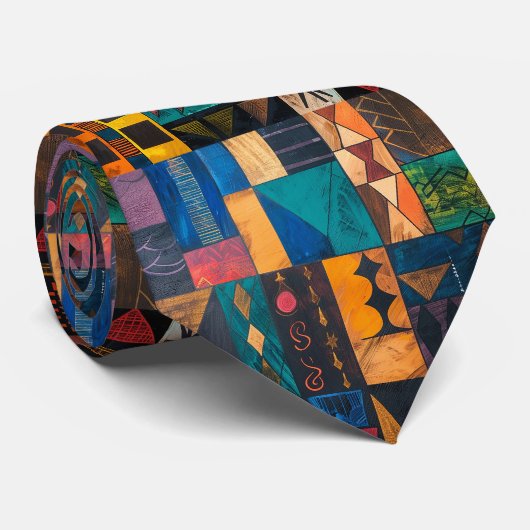 Men's Nectie Abstract Pattern African Neck Tie Stropdas (Opgerold)