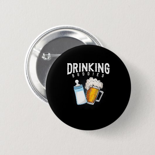 Mens New Dad Beer And Milk Joke  Ronde Button 5,7 Cm (Voorkant /achterkant)