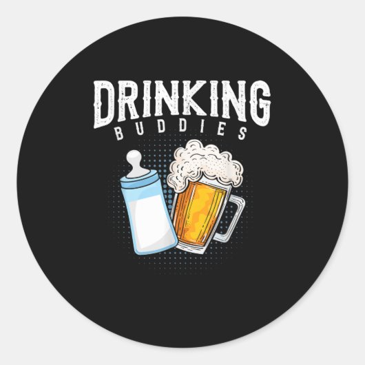 Mens New Dad Beer And Milk Joke Ronde Sticker (Voorkant)