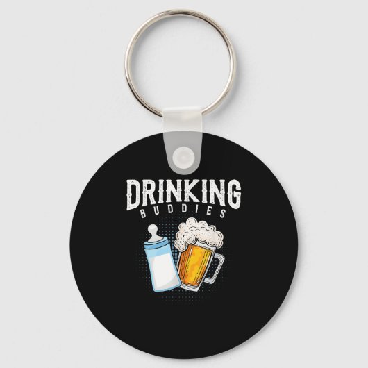 Mens New Dad Beer And Milk Joke Sleutelhanger (Voorkant)