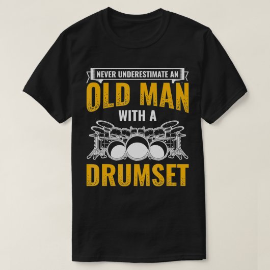 Mens Old Man With A Drum Set Drums Drummer T-shirt (Design voorkant)