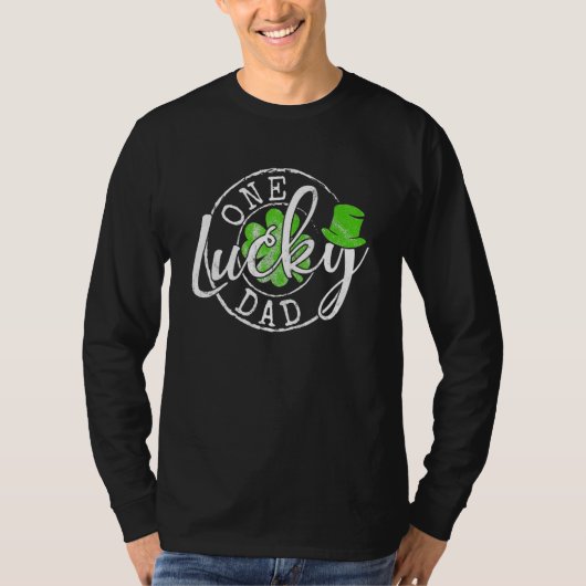 Mens One Lucky Dad Funny Father Irish Clovers St P T-shirt (Voorkant)