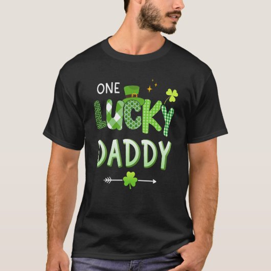 Mens One lucky daddy for St Patricks day family da T-shirt (Voorkant)