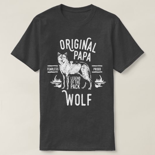 Mens Original Papa Wolf, Leader of the Pack, Fathe T-shirt (Design voorkant)
