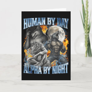 Mens Overdag Alpha Bij Nacht Cool Grappige Alpha W Kaart
