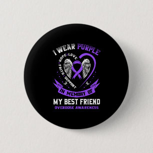 Mens paars ter nagedachtenis aan vriend drug overd ronde button 5,7 cm