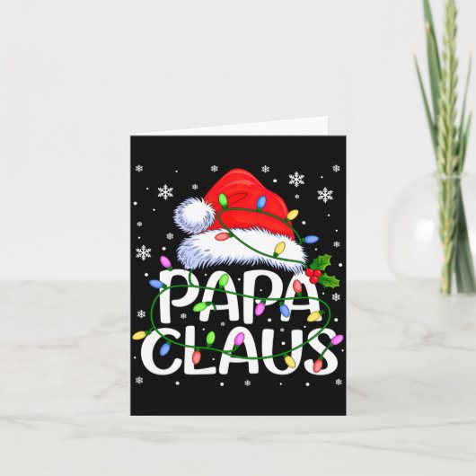 Mens Papa Claus Christmas Lights Long Sleeve  Kaart (Voorkant)