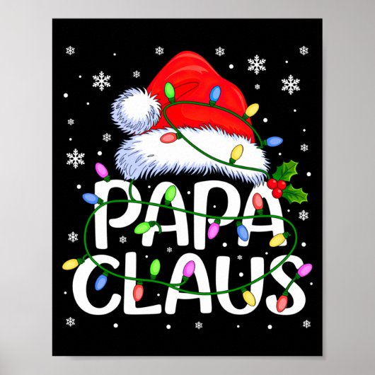Mens Papa Claus Christmas Lights Long Sleeve Poster (Voorkant)
