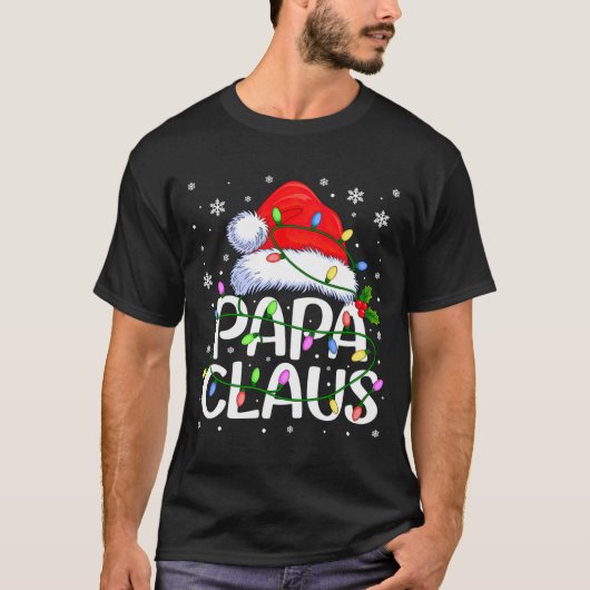 Mens Papa Claus Christmas Lights Long Sleeve T-shirt (Voorkant)