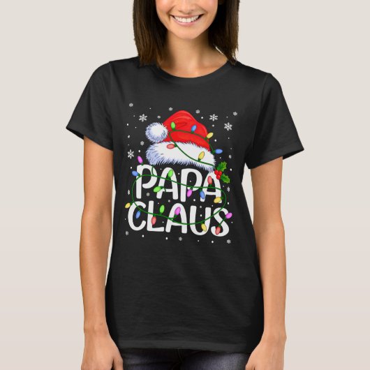 Mens Papa Claus Christmas Lights Long Sleeve  T-shirt (Voorkant)