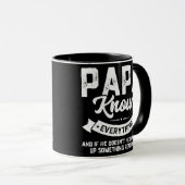 Mens Papa Knows Everything 60th Gift Funny Mok (Voorkant rechts)