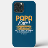Mens Papa Knows Everything Funny Father's Day Case-Mate iPhone Case (Achterkant)