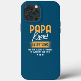 Mens Papa Knows Everything Funny Father's Day iPhone 13 Pro Max Hoesje