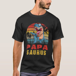 Mens Papa Saurus Dinosaur Funny Papasaurus T Rex L T-shirt