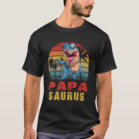 Mens Papa Saurus Dinosaur Funny Papasaurus T Rex L T-shirt (Voorkant)