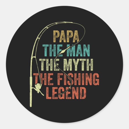 Mens Papa The Man The Myth The Fishing Legend B Fi Ronde Sticker (Voorkant)