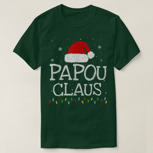 Mens Papou Claus Xmas Santa Hat Matching Christmas T-shirt (Design voorkant)