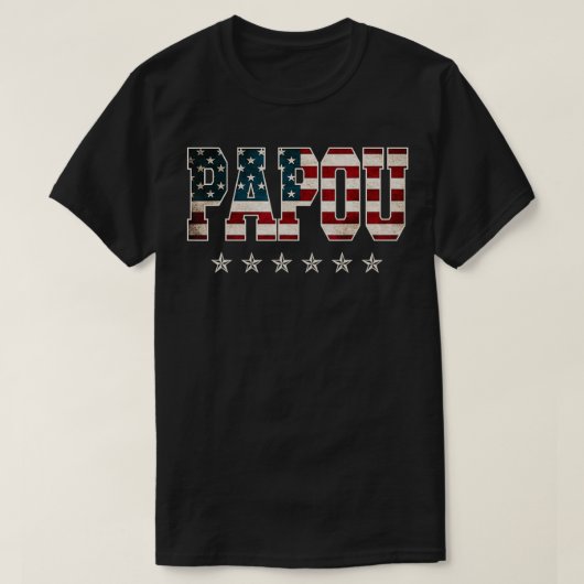 Mens Papou Gift Father's Day American Flag 4th of  T-shirt (Design voorkant)