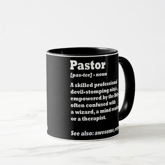 Mens Pastor Funny Definition Funny Pastor Noun Mok (Voorkant rechts)